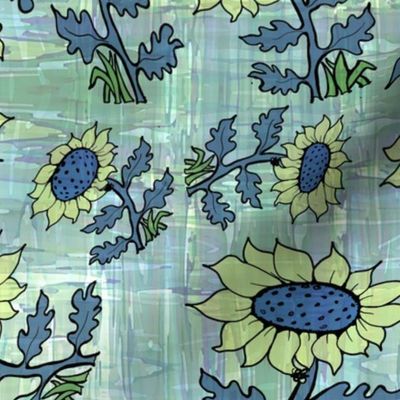 Sunflower Hand Drawing Plaid 2 denim yellow