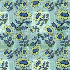 Sunflower Hand Drawing Plaid 2 denim yellow