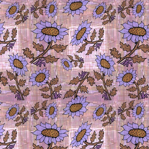 Sunflower Hand Drawn Plaid 2 purple brown