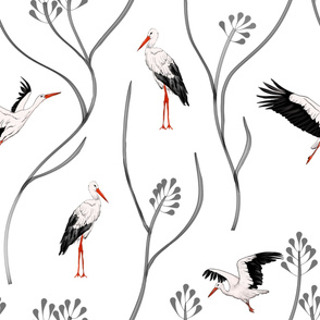 Stork pattern.Birds