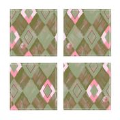 Watercolor Argyle {Large Scale} | Pink Morning