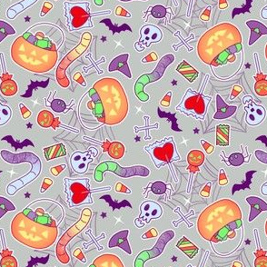 Colorful Halloween Candy on Gray