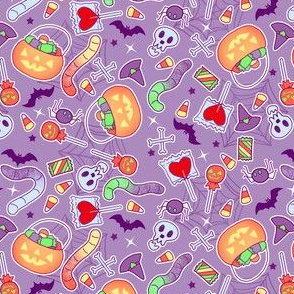 Colorful Halloween Candy on purple