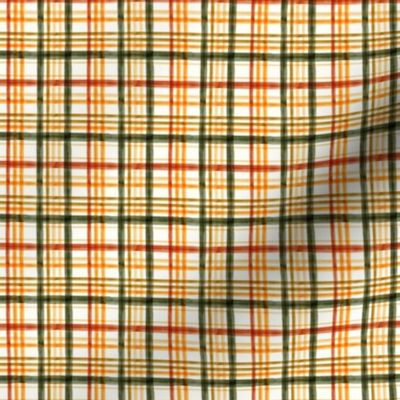 (extra small scale) Fall Plaid - Watercolor - thanksgiving - orange & green - LAD19BS