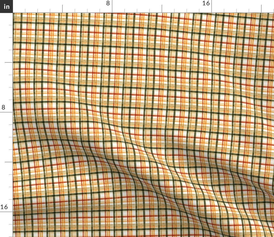 (extra small scale) Fall Plaid - Watercolor - thanksgiving - orange & green - LAD19BS