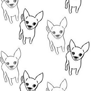 Chihuahua chihuahuas monochrome outline print (small)