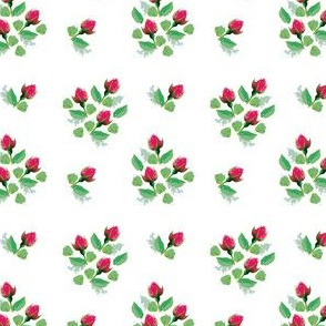 Pink vintage style rosebuds on white (small)