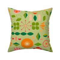 Verdure- Mod Scandi Florals- Light Pine Green- Large Scale