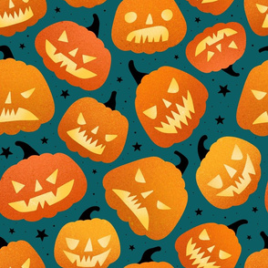 Large scale / halloween pumpkins green background