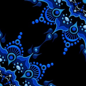 Noir Mandala Blue on Black - Large