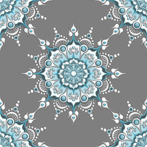 Glacial Mandala on Grey - Medium