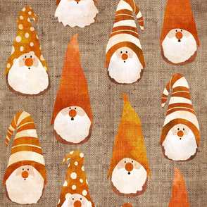 Fall Gnomes on Burlap- large scale