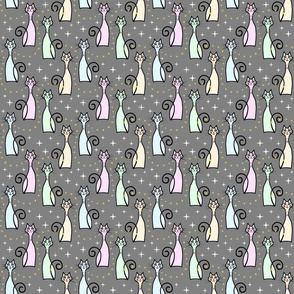 Bewitched Pussycats - silver grey, medium 