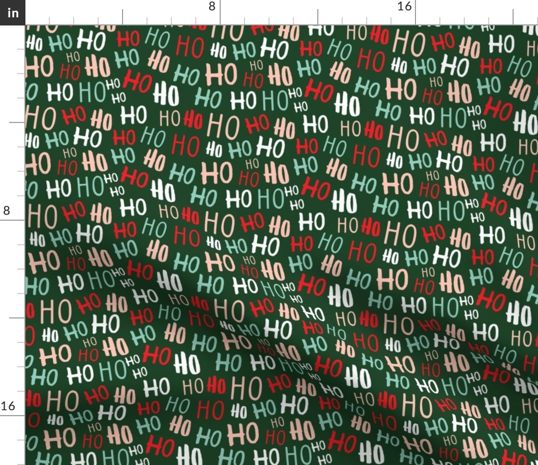 ho ho ho -  Christmas Santa - multi pink on green - LAD20