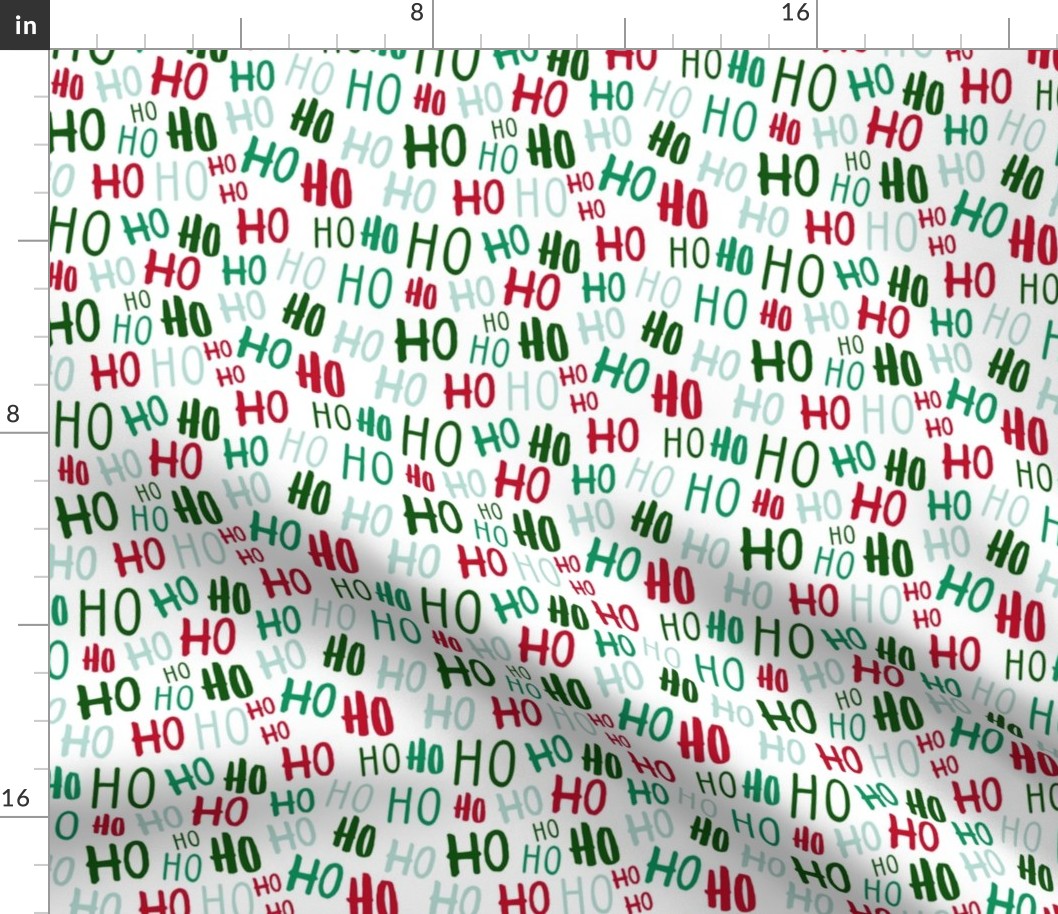 ho ho ho -  Christmas Santa - multi mint on white - LAD20