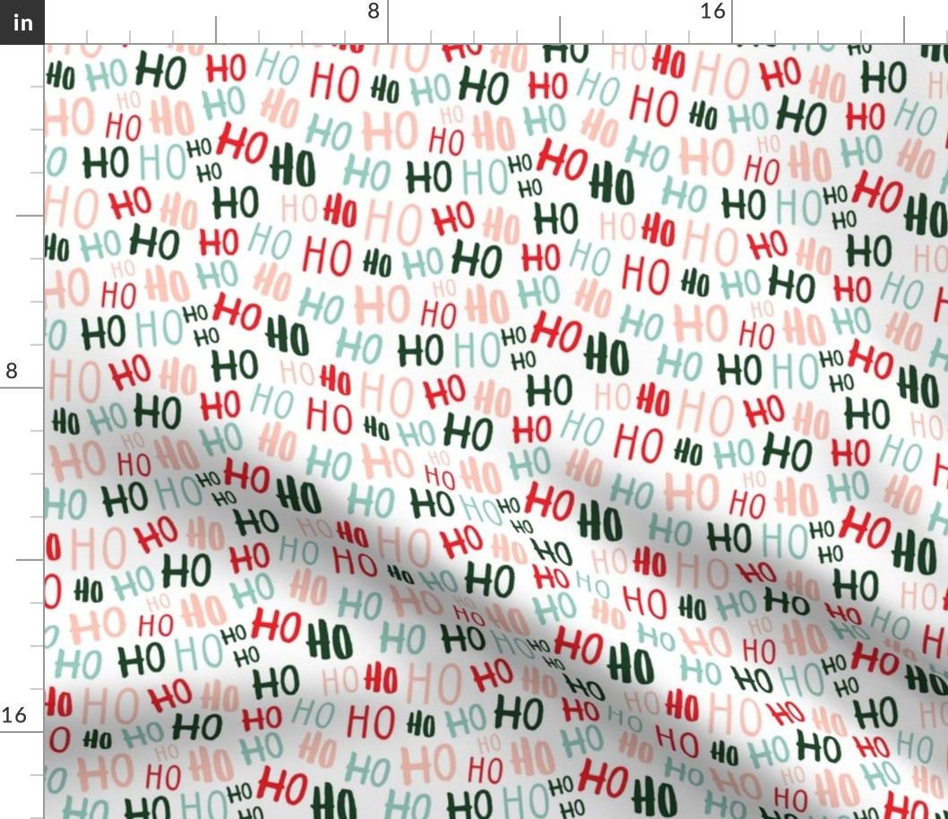 ho ho ho -  Christmas Santa - multi pink on white - LAD20