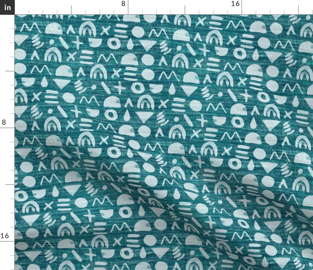 linen watercolor doodles- dark turquoise