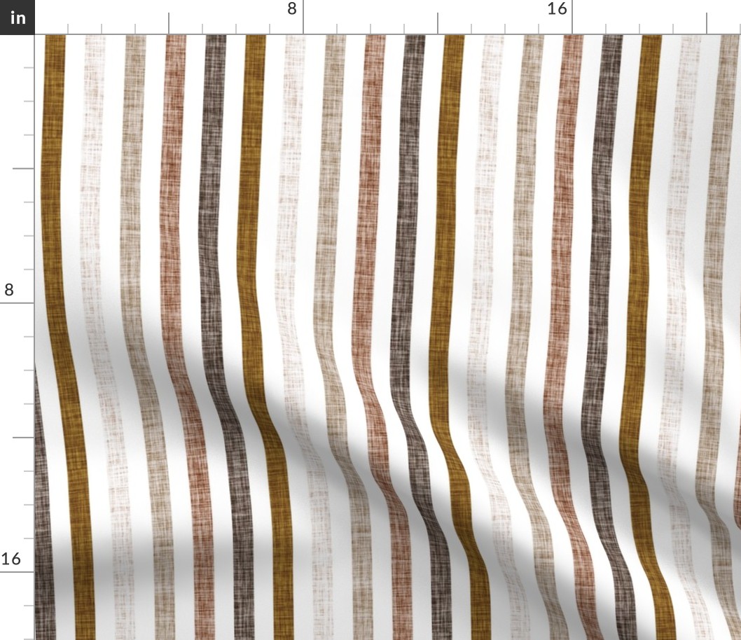 1/2" rotated linen stripes // spice, mud, bronze, stone, sugar sand