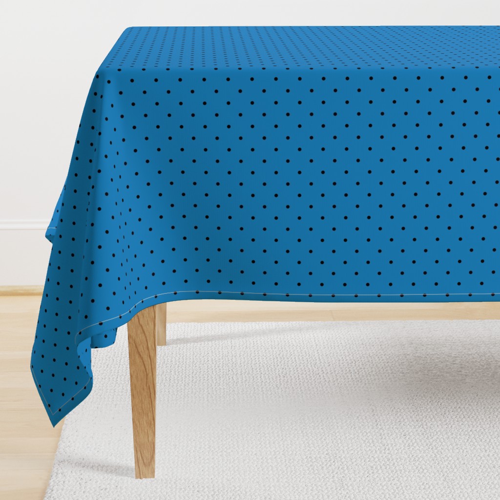 blue swiss dots // black