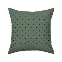 blue olive swiss dots // black