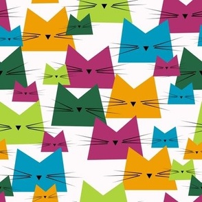 cats - nala cat marigold - geometric cats - cats fabric