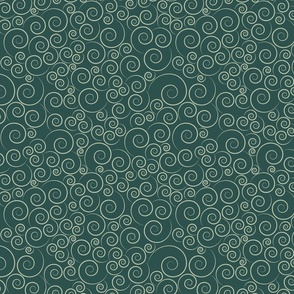 small scale spirals - zen spirals vintage dark green - spirals fabric
