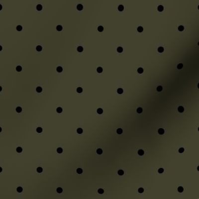 olive swiss dots // black