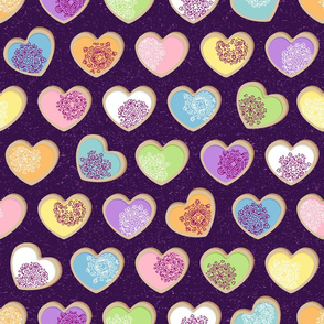 Sugar Cookie Hearts on Purple (large scale)
