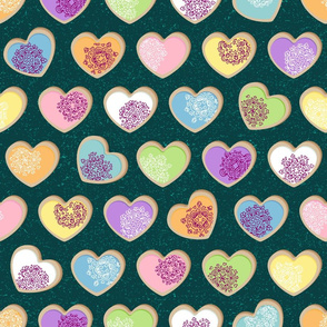 Sugar Cookie Hearts on Green (large scale)