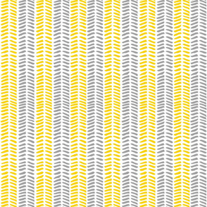 Herringbone Brush - Sunshine Yellow & Grey