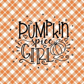 Pumpkin Spice Girl orange gingham 18 inch square