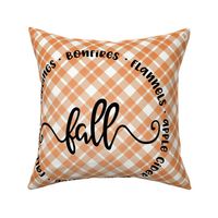 Fall Circle on 18 inch square gingham
