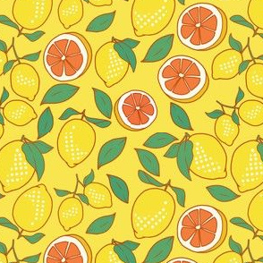 Lemons and Grapefruit on Yellow