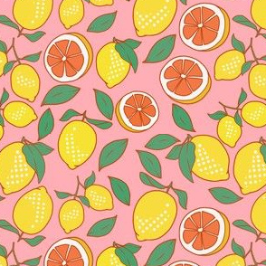 Lemons and Grapefruit on pink