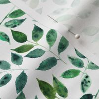 Silence in the forest - smaller scale - watercolor leaves - nature leaf pattern