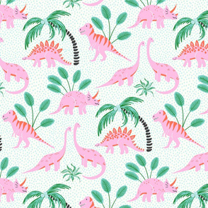 pink nursery dinosaurs with dots/large