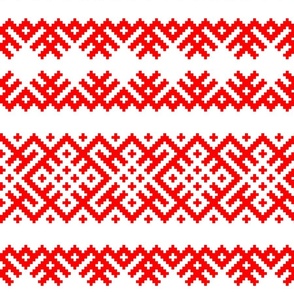 Ethno Slavic Pattern - Bogoroditsa - Symbol Horizontal - Large Scale - Red Ornament
