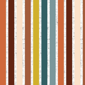 rotated stripes: white linen + clay, mahogany, petal, sable, marigold, mallard, colonial