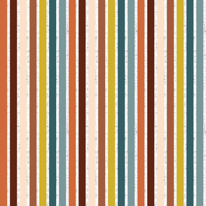 rotated half scale stripes: white linen + clay, mahogany, petal, sable, marigold, mallard, colonial