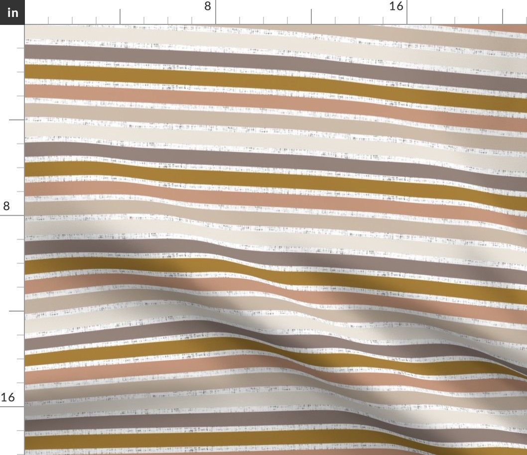 half scale stripes: white linen + spice, stone, sugar sand, mud, bronze