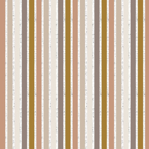 rotated half scale stripes: white linen + spice, stone, sugar sand, mud, bronze