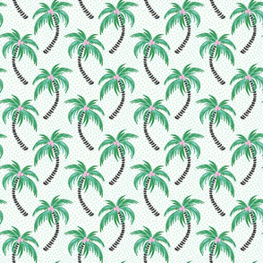 tropical palms light mint dotted background/small