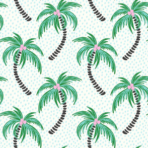 tropical palms light mint dotted background/large
