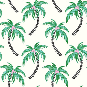 tropical palms with pink and mint/large