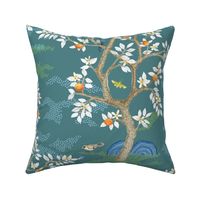 MULTI CITRUS GROVE Teal and White