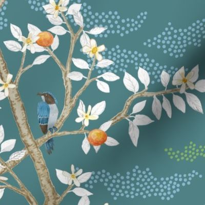 MULTI CITRUS GROVE Teal and White
