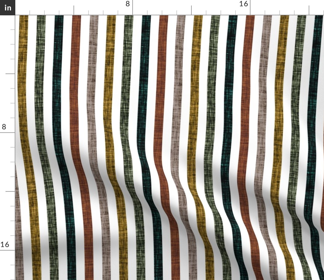 1/2" rotated linen stripes // mocha, 12-16, rubbed sage, himalaya, cinnamon