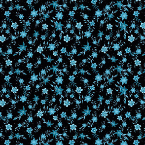 blue moody flowers on black by rysunki_malunki