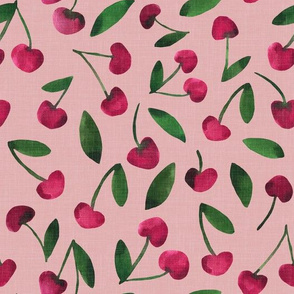 Watercolor Cherries - 80’s pink