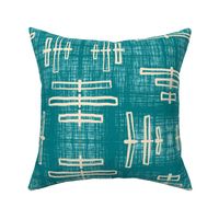 Strong lines on Teal with Linen Mudcloth